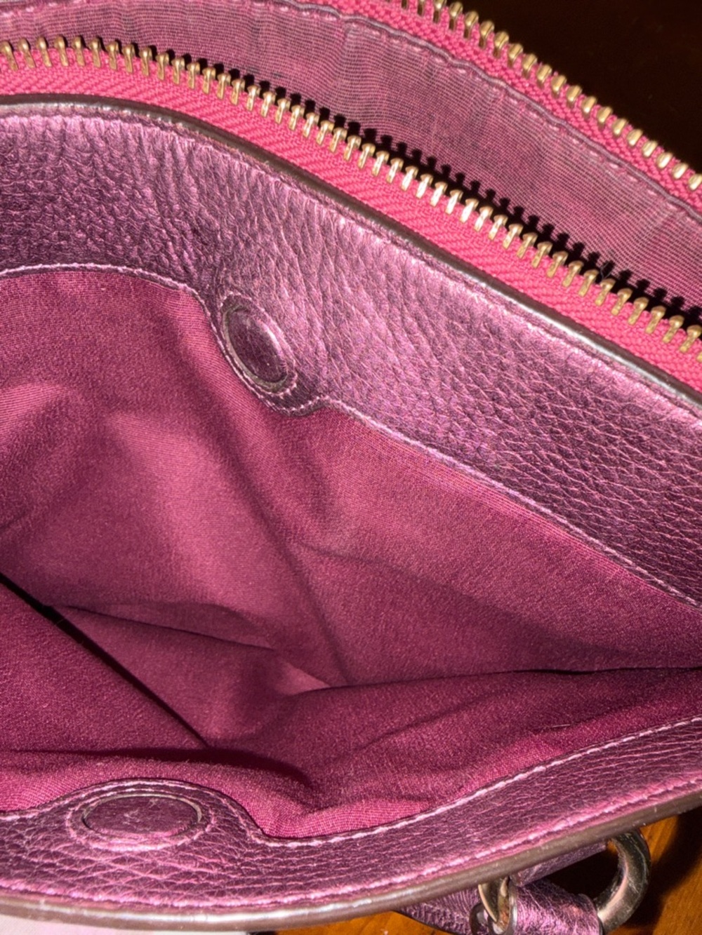 Coach Brown Signature Satchel with Metallic Pink Trim - Picture 8 of 8